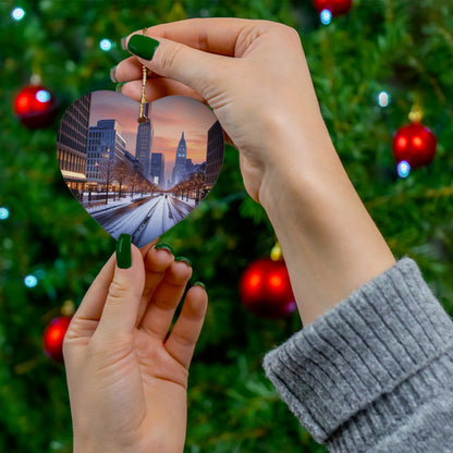 Surreal Buffalo Cityscape Christmas Ornament - Urban Fantasy for Your Tree