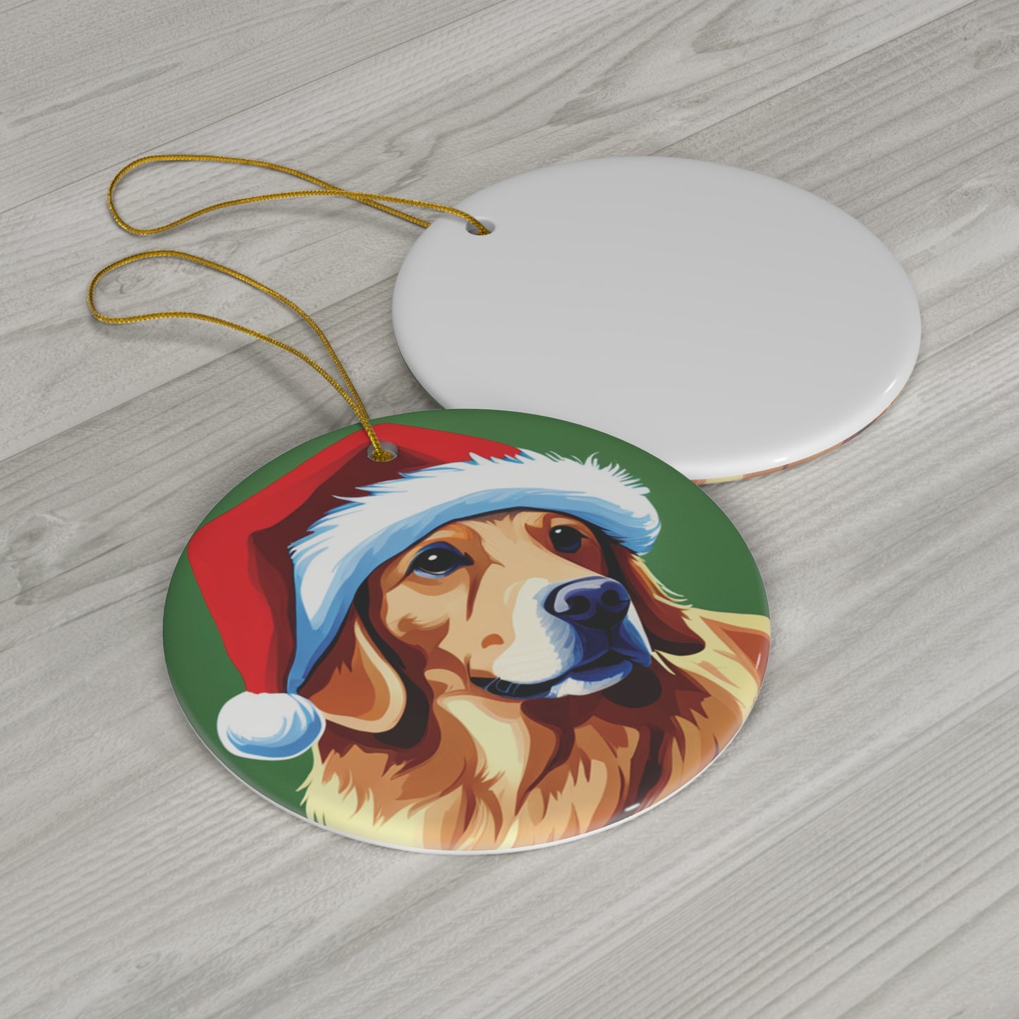 Golden Retriever with Santa Hat Christmas Ornament - Celebrate the Joy of Man's Best Friend