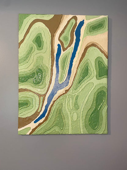 Textured Keuka Lake Abstract Topographic Map