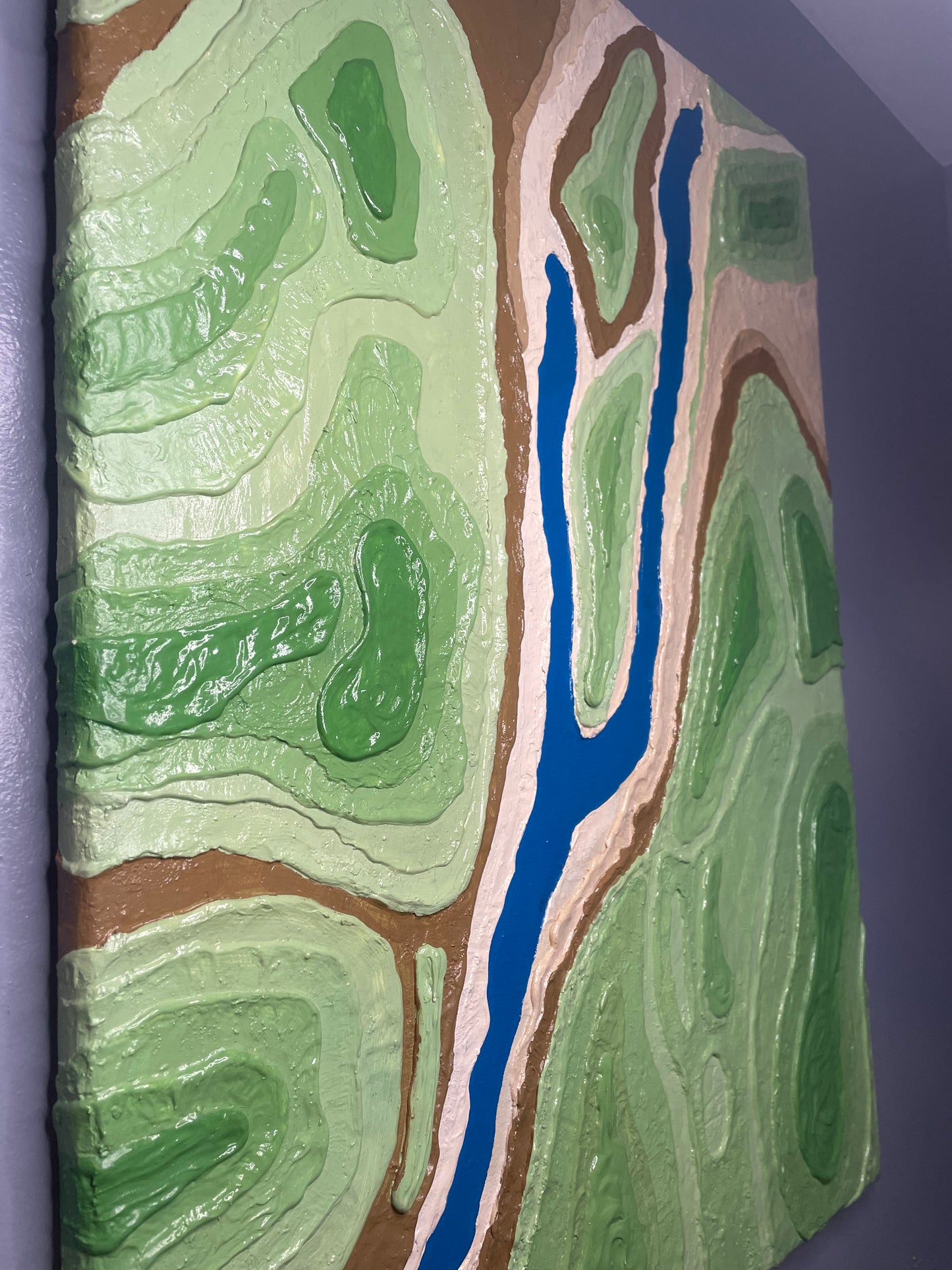 Textured Keuka Lake Abstract Topographic Map